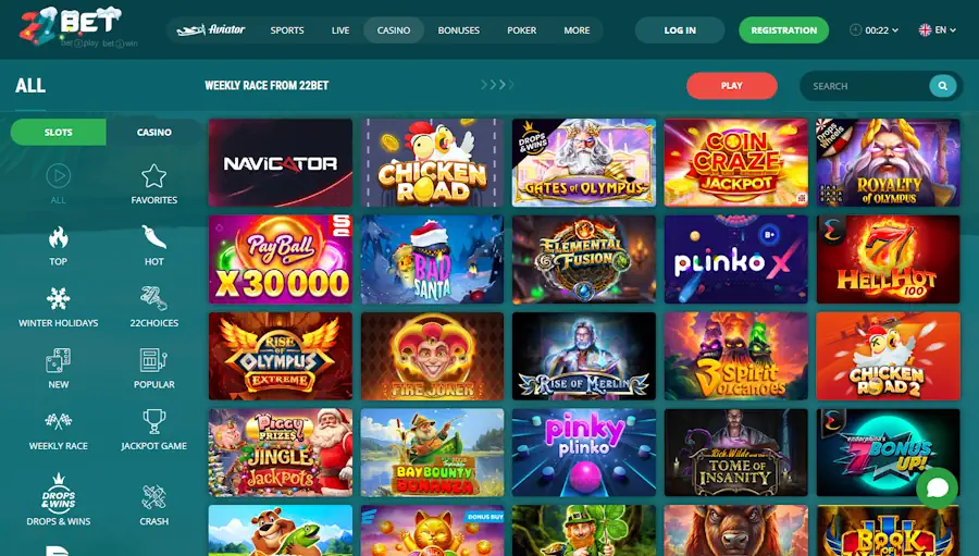 Slots in 22bet Screenshot
